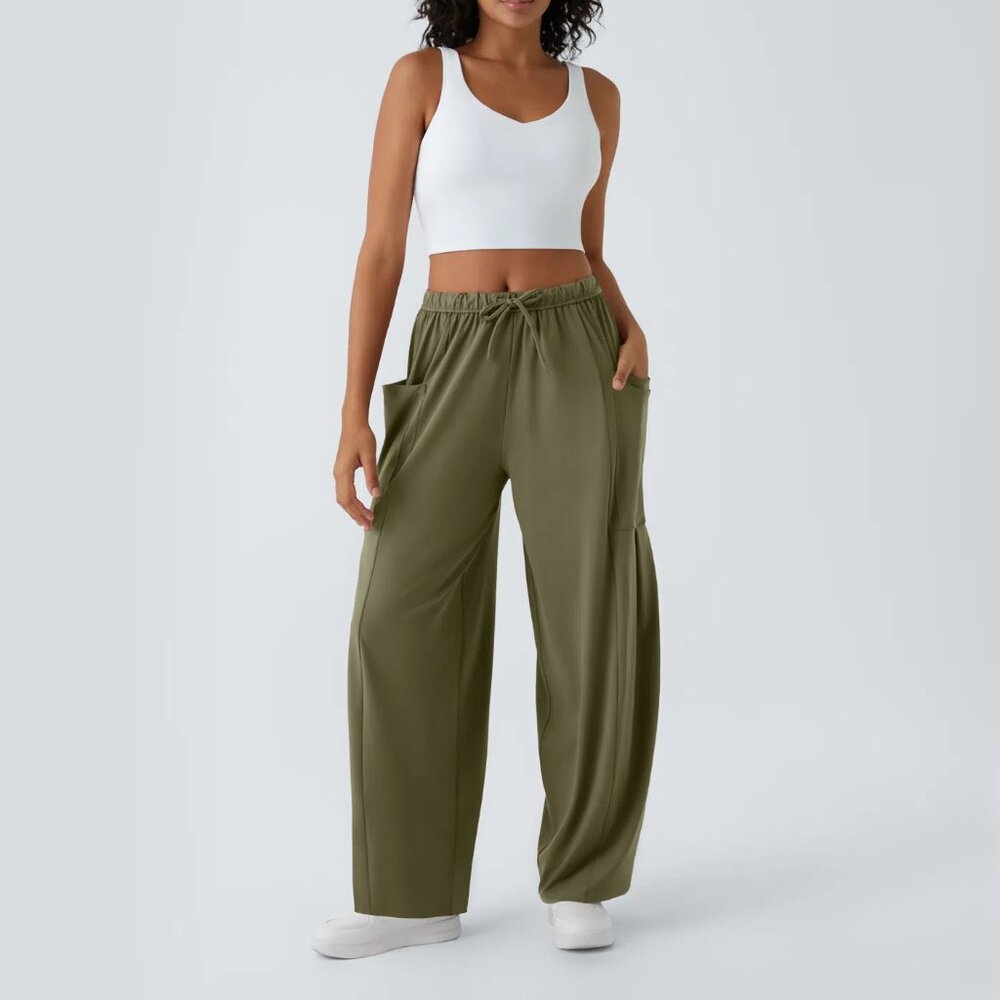 Super Cute Mid Rise Palazzo Flowy Wide Leg Pants